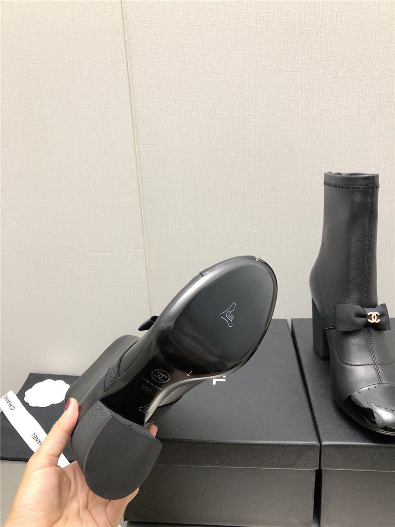 High Quality Luxury Chanel Explosion Bow Snow White Short Boots – Style 28134 product detail