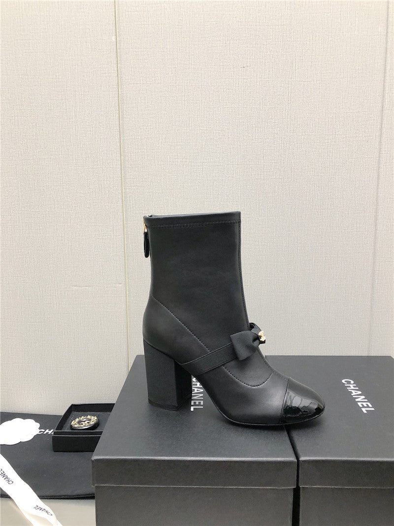 High Quality Luxury Chanel Explosion Bow Snow White Short Boots – Style 28134 product detail
