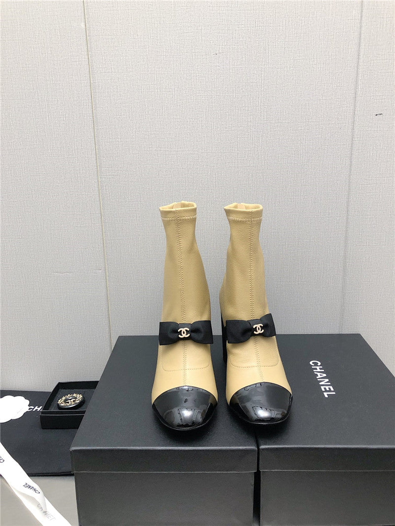 High Quality Luxury Chanel Explosion Bow Snow White Short Boots – Style 91974 product detail