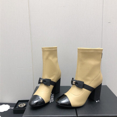 High Quality Luxury Chanel Explosion Bow Snow White Short Boots – Style 91974