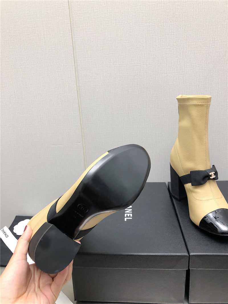 High Quality Luxury Chanel Explosion Bow Snow White Short Boots – Style 91974 product detail