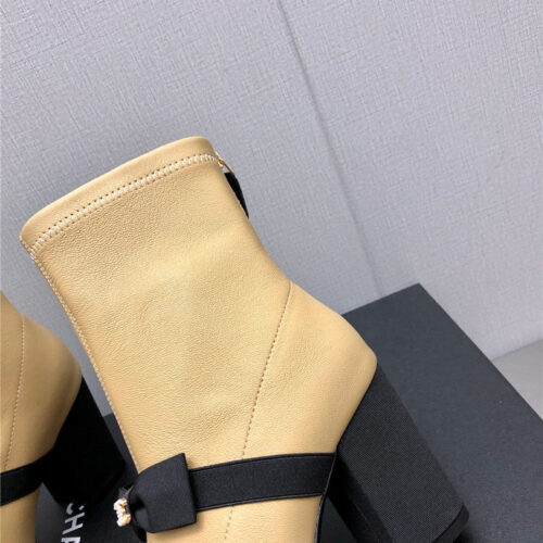High Quality Luxury Chanel Explosion Bow Snow White Short Boots – Style 91974 product detail