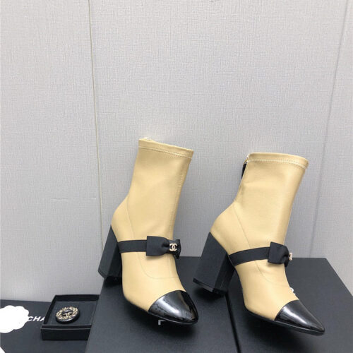 High Quality Luxury Chanel Explosion Bow Snow White Short Boots – Style 91974 product detail