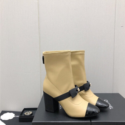 High Quality Luxury Chanel Explosion Bow Snow White Short Boots – Style 91974 alternate view