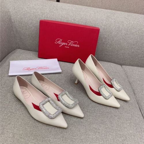 High Quality Luxury Roger Vivier Classic Diamond Buckle Silk Pumps – Style 14612 product detail