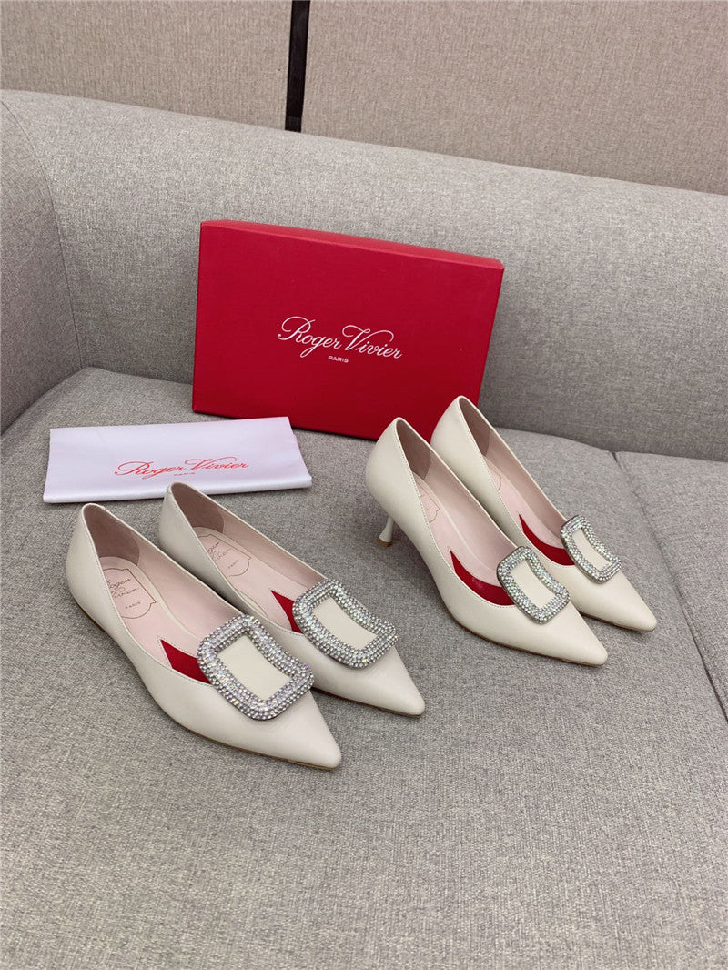 High Quality Luxury Roger Vivier Classic Diamond Buckle Silk Pumps – Style 14612 product detail
