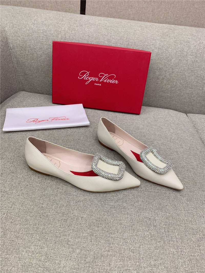 High Quality Luxury Roger Vivier Classic Diamond Buckle Silk Pumps – Style 14612