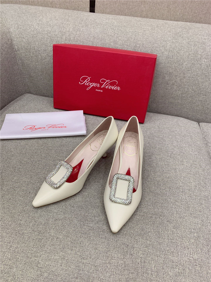 High Quality Luxury Roger Vivier Classic Diamond Buckle Silk Pumps – Style 14612 product detail