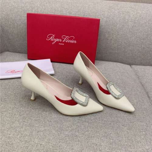 High Quality Luxury Roger Vivier Classic Diamond Buckle Silk Pumps – Style 14612 product detail