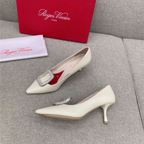 High Quality Luxury Roger Vivier Classic Diamond Buckle Silk Pumps – Style 14612 product detail