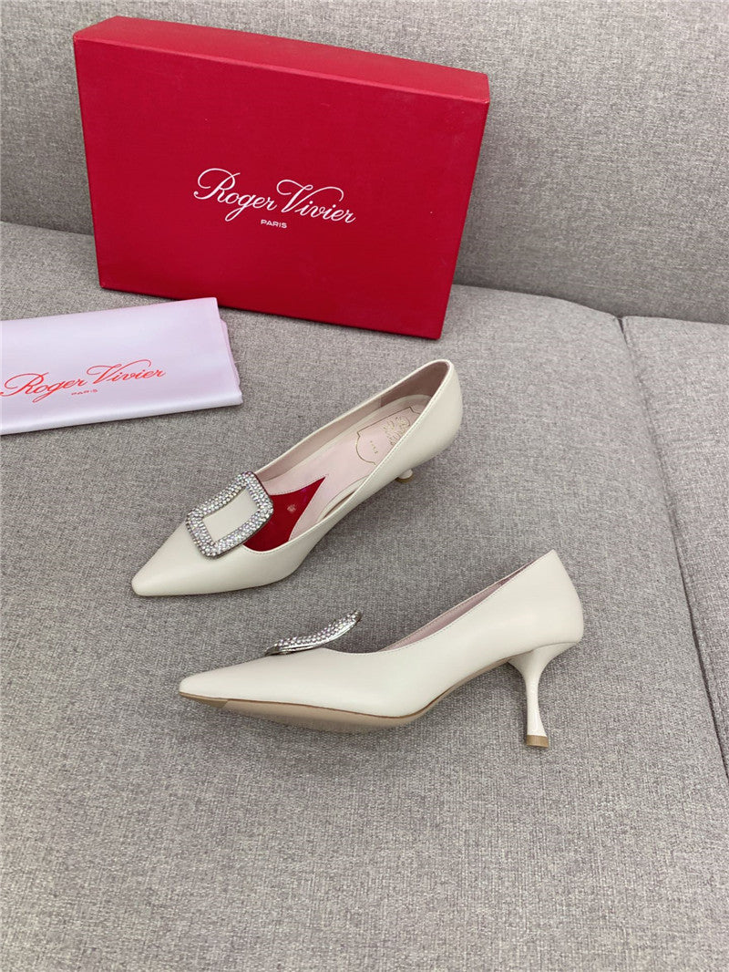 High Quality Luxury Roger Vivier Classic Diamond Buckle Silk Pumps – Style 14612 product detail