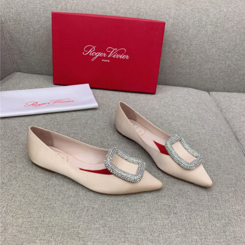 High Quality Luxury Roger Vivier Classic Diamond Buckle Silk Pumps