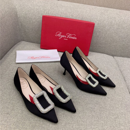 High Quality Luxury Roger Vivier Classic Diamond Buckle Silk Pumps – Style 07828 product detail