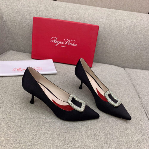 High Quality Luxury Roger Vivier Classic Diamond Buckle Silk Pumps – Style 07828 product detail