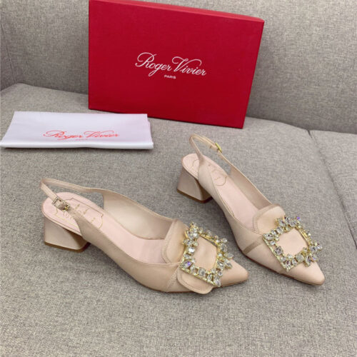 High Quality Luxury Roger Vivier Classic Diamond Buckle Silk High Heel Pumps alternate view