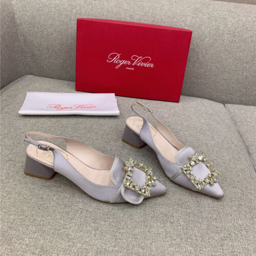 High Quality Luxury Roger Vivier Classic Diamond Buckle Silk High Heel Pumps – Style 18004 alternate view
