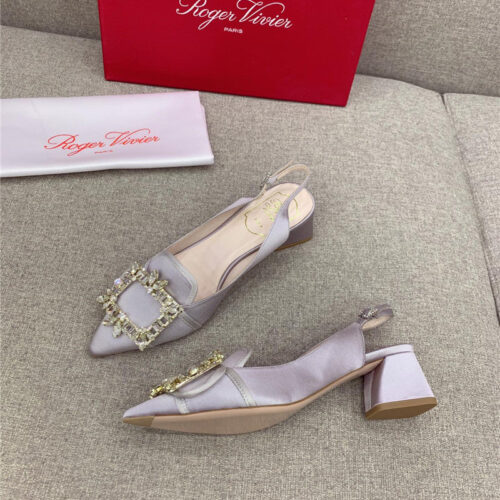 High Quality Luxury Roger Vivier Classic Diamond Buckle Silk High Heel Pumps – Style 18004 product detail