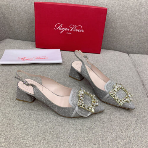 High Quality Luxury Roger Vivier Classic Diamond Buckle Silk High Heel Pumps – Style 16308 alternate view