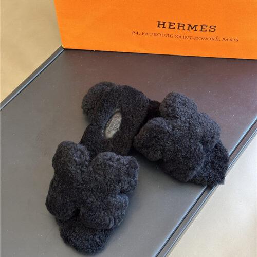 High Quality Luxury Hermes Fur Roll Cake Hair H Slippers – Style 61411 alternate view