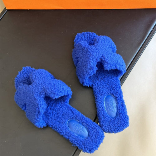 High Quality Luxury Hermes Fur Roll Cake Hair H Slippers – Style 95875 product detail