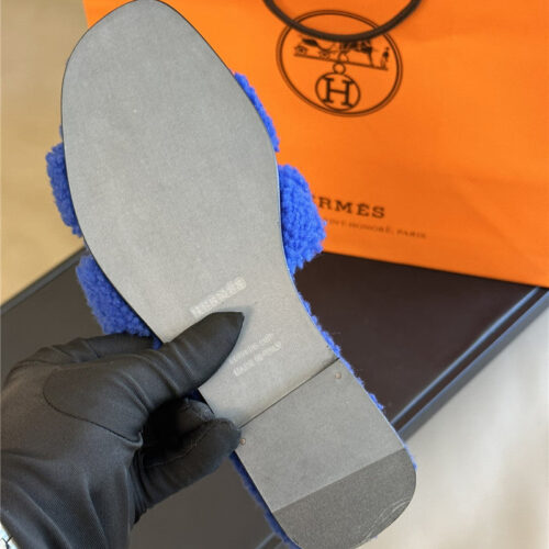 High Quality Luxury Hermes Fur Roll Cake Hair H Slippers – Style 95875 product detail