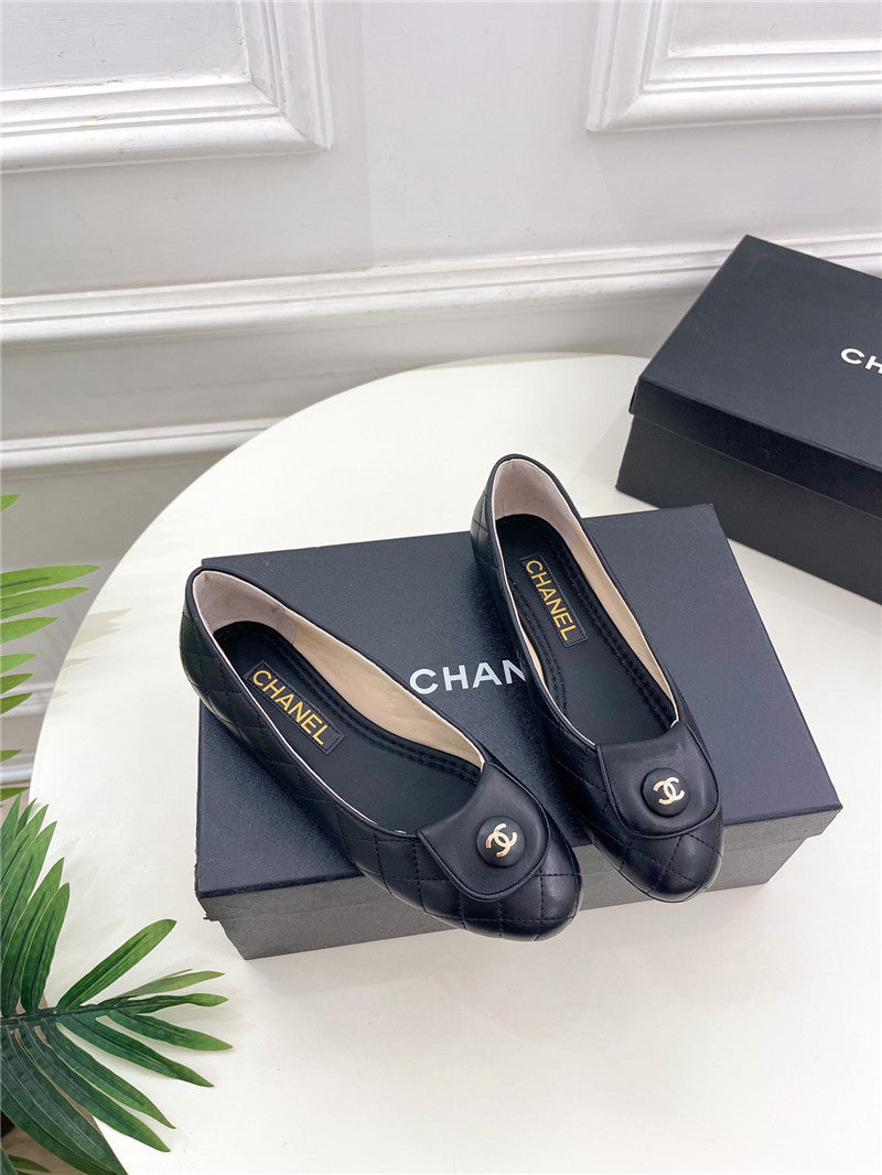 High Quality Luxury Chanel Counter Catwalk Style Ribbed Flat Shoes