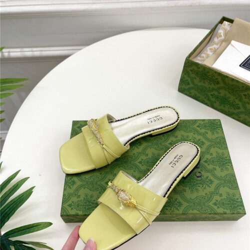 High Quality Luxury Gucci New Metal Snake Head Slippers – Style 24947 product detail