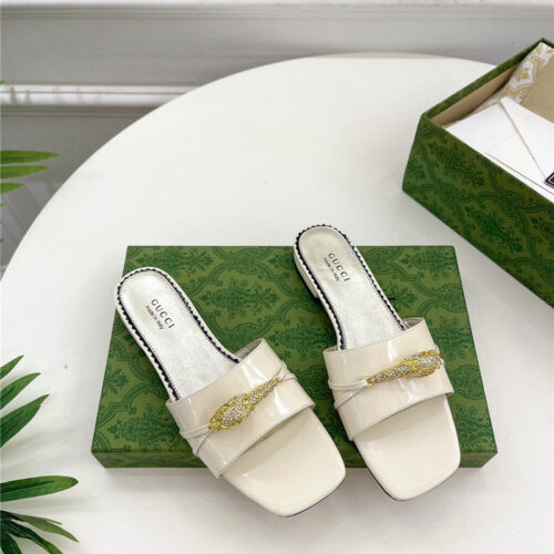 High Quality Luxury Gucci New Metal Snake Head Slippers – Style 90483