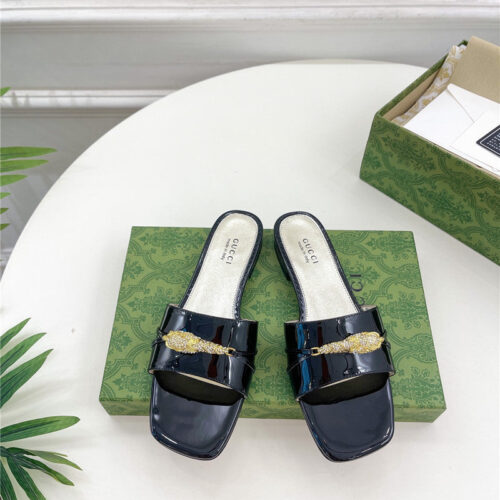 High Quality Luxury Gucci New Metal Snake Head Slippers – Style 56019 product detail