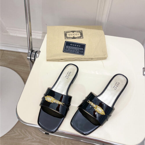 High Quality Luxury Gucci New Metal Snake Head Slippers – Style 56019 product detail