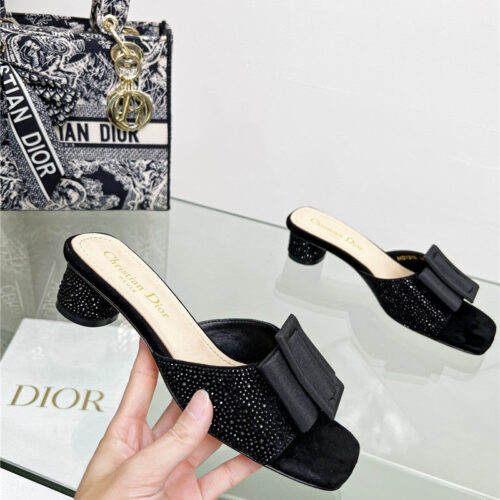High Quality Luxury Dior Pearl Square Buckle Retro Ballet High Heels alternate view