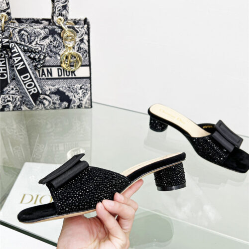 High Quality Luxury Dior Pearl Square Buckle Retro Ballet High Heels product detail