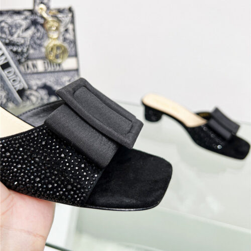 High Quality Luxury Dior Pearl Square Buckle Retro Ballet High Heels product detail