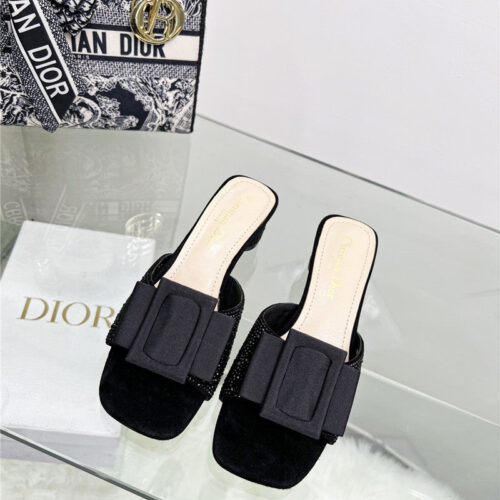 High Quality Luxury Dior Pearl Square Buckle Retro Ballet High Heels product detail