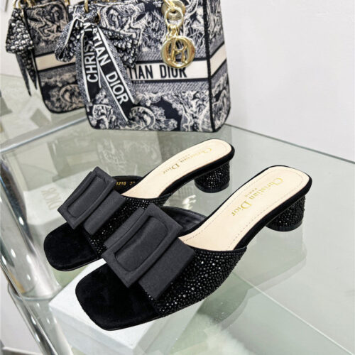 High Quality Luxury Dior Pearl Square Buckle Retro Ballet High Heels product detail