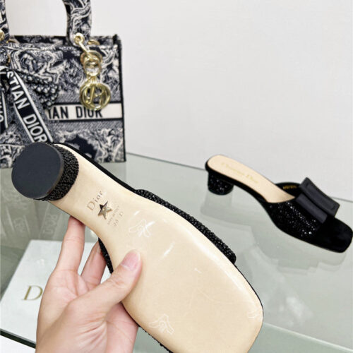 High Quality Luxury Dior Pearl Square Buckle Retro Ballet High Heels product detail