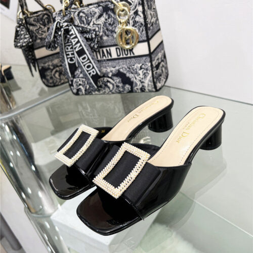 High Quality Luxury Dior Pearl Square Buckle Retro Ballet High Heels – Style 42918 product detail