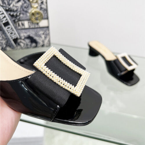 High Quality Luxury Dior Pearl Square Buckle Retro Ballet High Heels – Style 42918 product detail