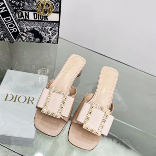 High Quality Luxury Dior Pearl Square Buckle Retro Ballet High Heels – Style 01670 product detail