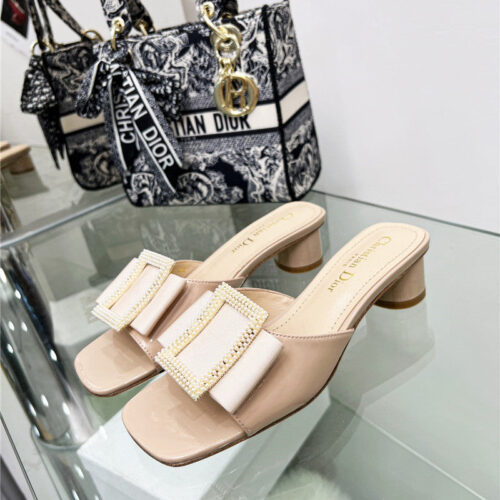 High Quality Luxury Dior Pearl Square Buckle Retro Ballet High Heels – Style 01670 product detail