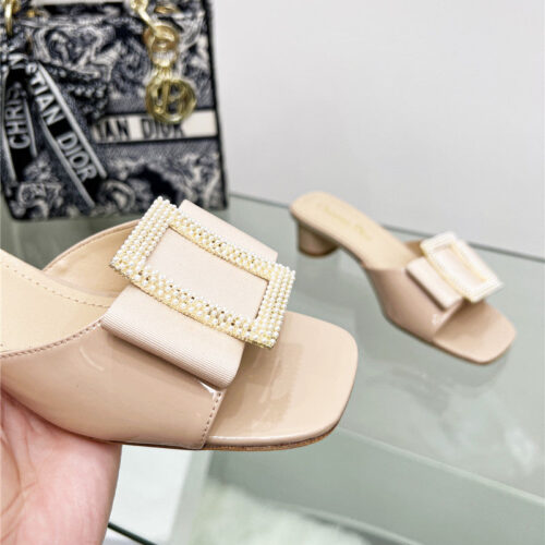 High Quality Luxury Dior Pearl Square Buckle Retro Ballet High Heels – Style 01670 product detail