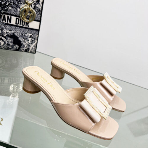 High Quality Luxury Dior Pearl Square Buckle Retro Ballet High Heels – Style 01670
