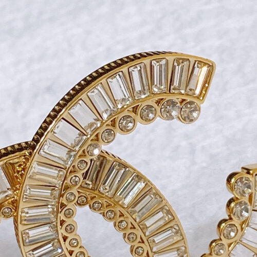 High Quality Luxury Chanel Rhinestone Golden Brass Metal Logo Buckle Calfskin Belt – Style 21382 product detail