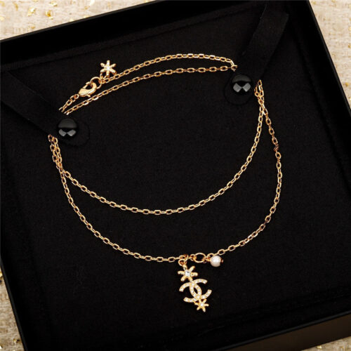 High Quality Luxury Chanel Flower Double C Single Layer Necklace