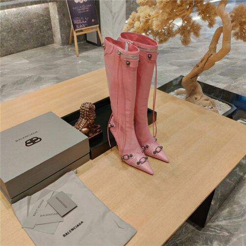 High Quality Luxury Balenciaga Lemon Point Toe Side Zip Tall Boots – Style 49603