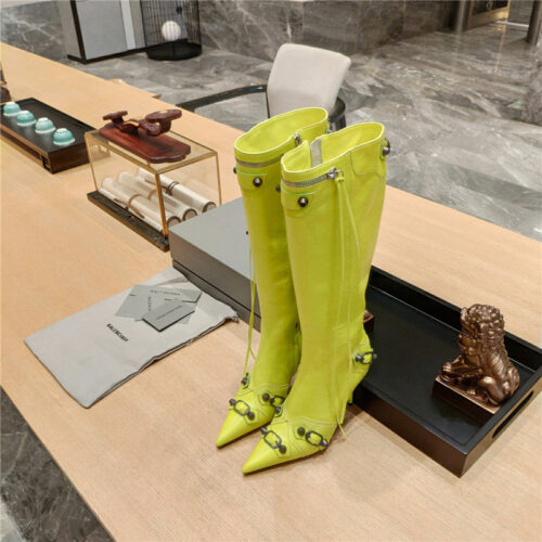 High Quality Luxury Balenciaga Lemon Point Toe Side Zip Tall Boots – Style 47907 product detail