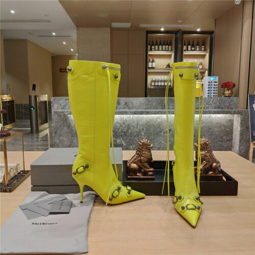 High Quality Luxury Balenciaga Lemon Point Toe Side Zip Tall Boots – Style 47907 alternate view