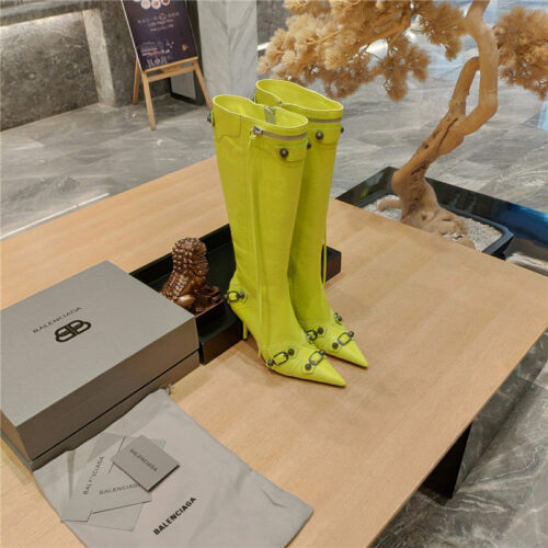 High Quality Luxury Balenciaga Lemon Point Toe Side Zip Tall Boots – Style 47907