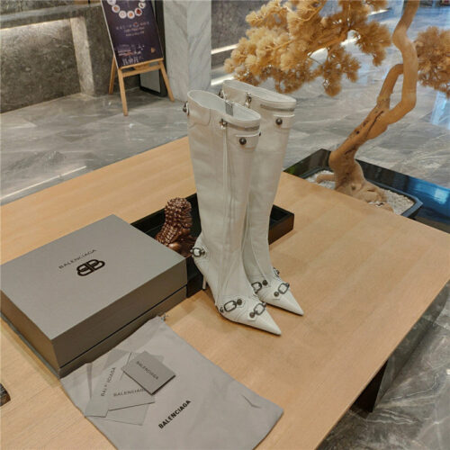 High Quality Luxury Balenciaga Lemon Point Toe Side Zip Tall Boots