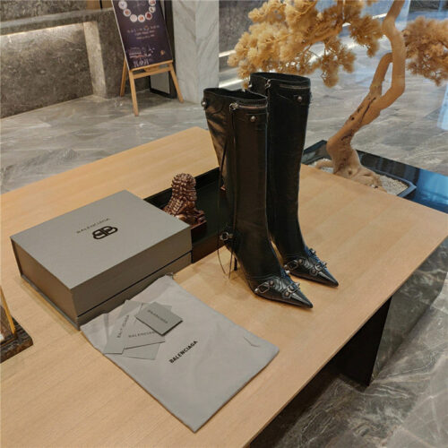 High Quality Luxury Balenciaga Lemon Point Toe Side Zip Tall Boots – Style 11747